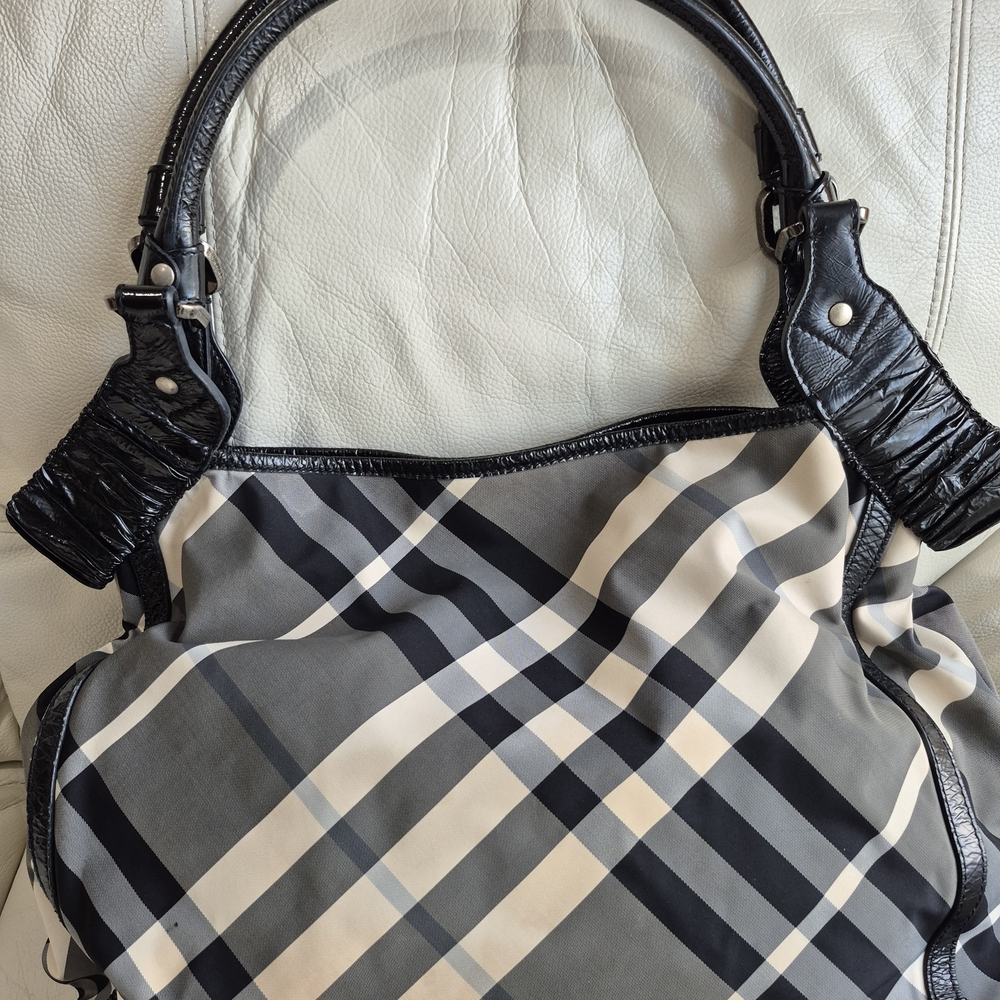 Burberry Black and Gray Plaid Shoulder Bag